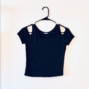 Garage Cold Shoulder Black Shirt